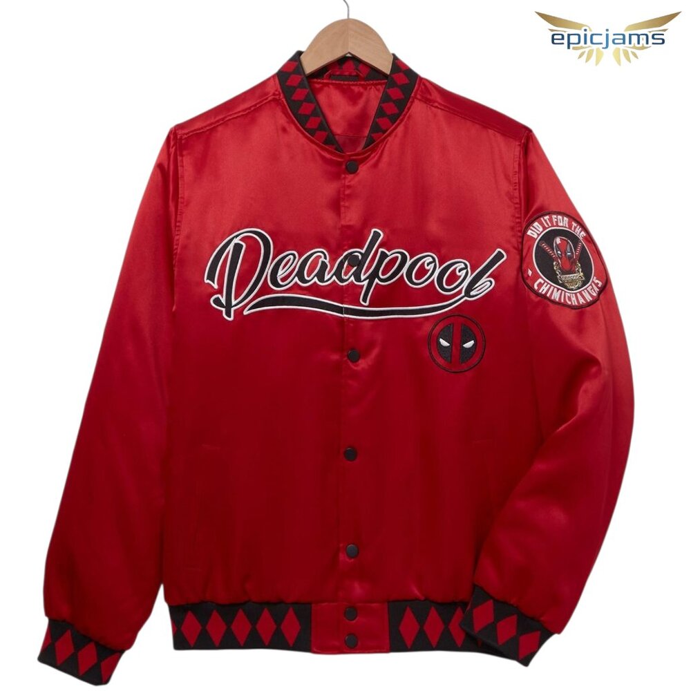 Marvel Deadpool Red Bomber Jacket Size Medium - image 1